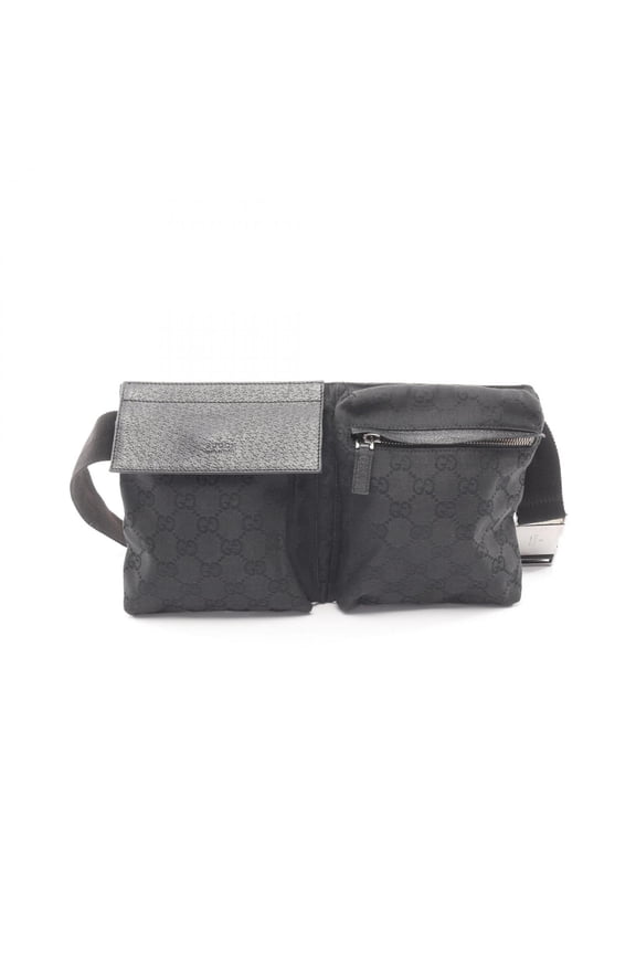 Pre-Owned Gucci GG Canvas Waist Bag, Body Handbag, Leather, Men's & Women's, Black, 28566