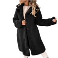 thumbnail image 7 of Women's 2025 Faux Fur Coat Lapel Long Sleeve Fuzzy Fleece Mid-length Sherpa Jacket Button Down Winter Outerwear, 7 of 7