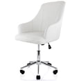 thumbnail image 2 of Elama Adjustable Faux Leather Rolling Office Chair in White with Chrome Finish, 2 of 11