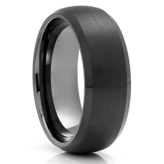 Gunmetal Wedding Ring,Black Tungsten Ring,8mm Wedding Ring,Tungsten Carbide Ring,Dome Wedding Ring,Comfort Fit Ring