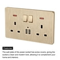 thumbnail image 4 of Dual UK Socket Switched Multi Power Outlet Dual USB Gold Tone 250V 13A 146x88mm, 4 of 5