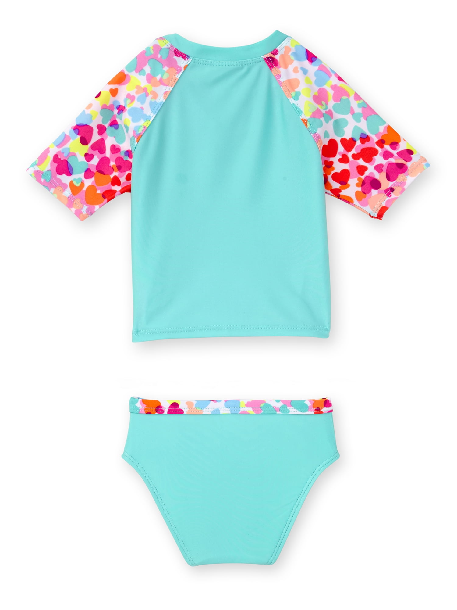 Baby Girl Short Sleeve Rashguard Swimsuit 2-Piece Set