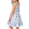thumbnail image 5 of Teylalorva Girls Floral Dress, Casual Cute Sleeveless Ruffles Flowy Summer Smocked Sundress Blue Size 7, 5 of 9