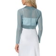 thumbnail image 3 of INSPIRE CHIC Women's Satin Shrugs for Evening Dress Open Front Mesh Cardigan Elegant Wedding Bolero M Lake Blue, 3 of 6