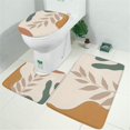 thumbnail image 2 of Brown Boho Plant Pattern Bathroom Rugs Sets 3 Piece,Toilet Cover Set,Absorbent Non Slip Bathroom Mats Sets with U-Shaped Contour Rug Toilet Rug Set, 2 of 5