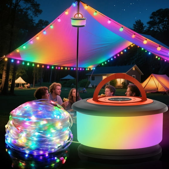 Camping Lights Rechargeable, 32.8FT Camping String Lights, Quick 30S Recovery, 3 in 1 Portable Camping Lamp with 19 Lighting Modes, Waterproof Tent Lights for Camping, Yard, Party Decor