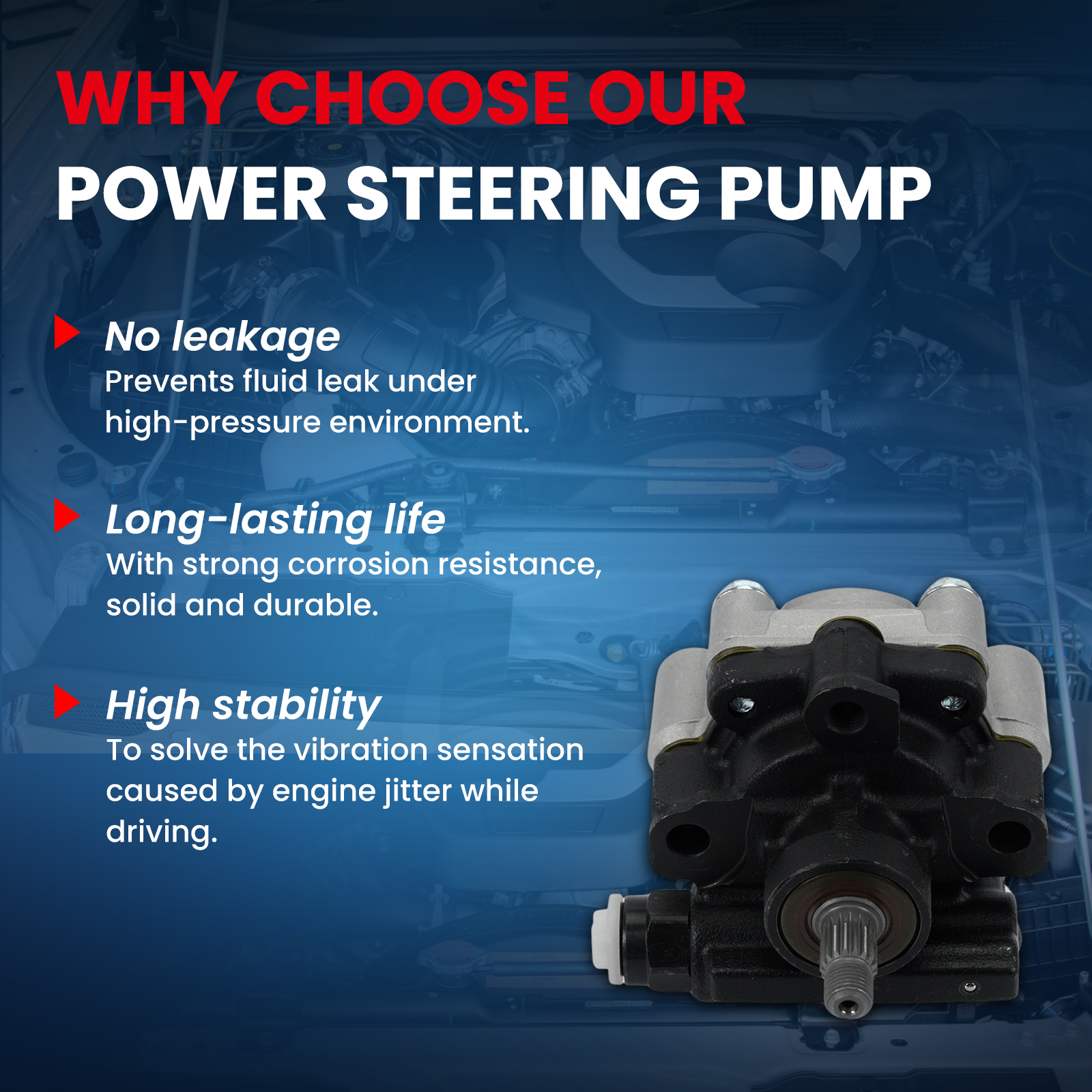 MOCA AUTOPARTS Power Steering Pump Fit for 1995-2001 Toyota Camry 3.0L & 1998-2003 Toyota Sienna 3.0L & 2005-2007 Toyota Highlander 3.3L