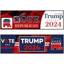 Donald Trump Republican Bumper Stickers for 2024 Presidential Elections, Vibrant Red and Blue American Flag Design – Decals & Accessories for Cars, Trucks, Vehicles | 3 x 10" | 2 per Pack (Set 2)