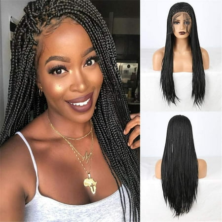 Black Braided Synthetic Lace Front Wigs for Black Women Heat Resistant  Fiber Hair Micro Braided Hair Box Braids Wig African American Hair Lace  Glueless Wig,16 inch | Walmart Canada