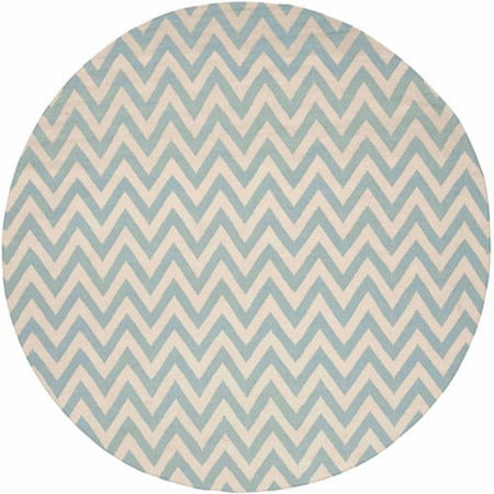 SAFAVIEH Dhurrie Bentley Chevron Zigzag Wool Area Rug  Blue/Ivory  6  x 6  Round Dhurries Rug Collection. Contemporary Flat Weave Rugs. The Dhurrie Collection of contemporary flat weave rugs is made using 100% pure wool and faithful obedience to the traditions of the local artisans of India. The original texture and soft coloration of antique Dhurries  so prized by collectors  is skillfully recreated in these sublime carpets. Flat weave construction and classic geometric motifs  with their natural  organic nuances in pattern and tone  are equally at home in casual  contemporary  and traditional settings.