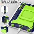 thumbnail image 6 of ELEHOLD Rugged Case for Samsung Galaxy Tab S9/S9 FE 2023 with 360° Rotating Handle Grip Kickstand Function Detachable Crossbody Shoulder Strap for Kids Children Adults Shockproof Case,Navy+Green, 6 of 8