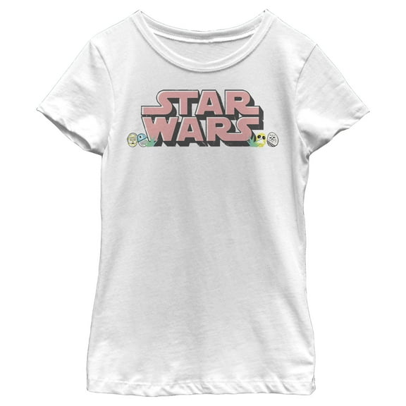 Girl's Star Wars Easter Themed Chest Logo  Graphic Tee White Small