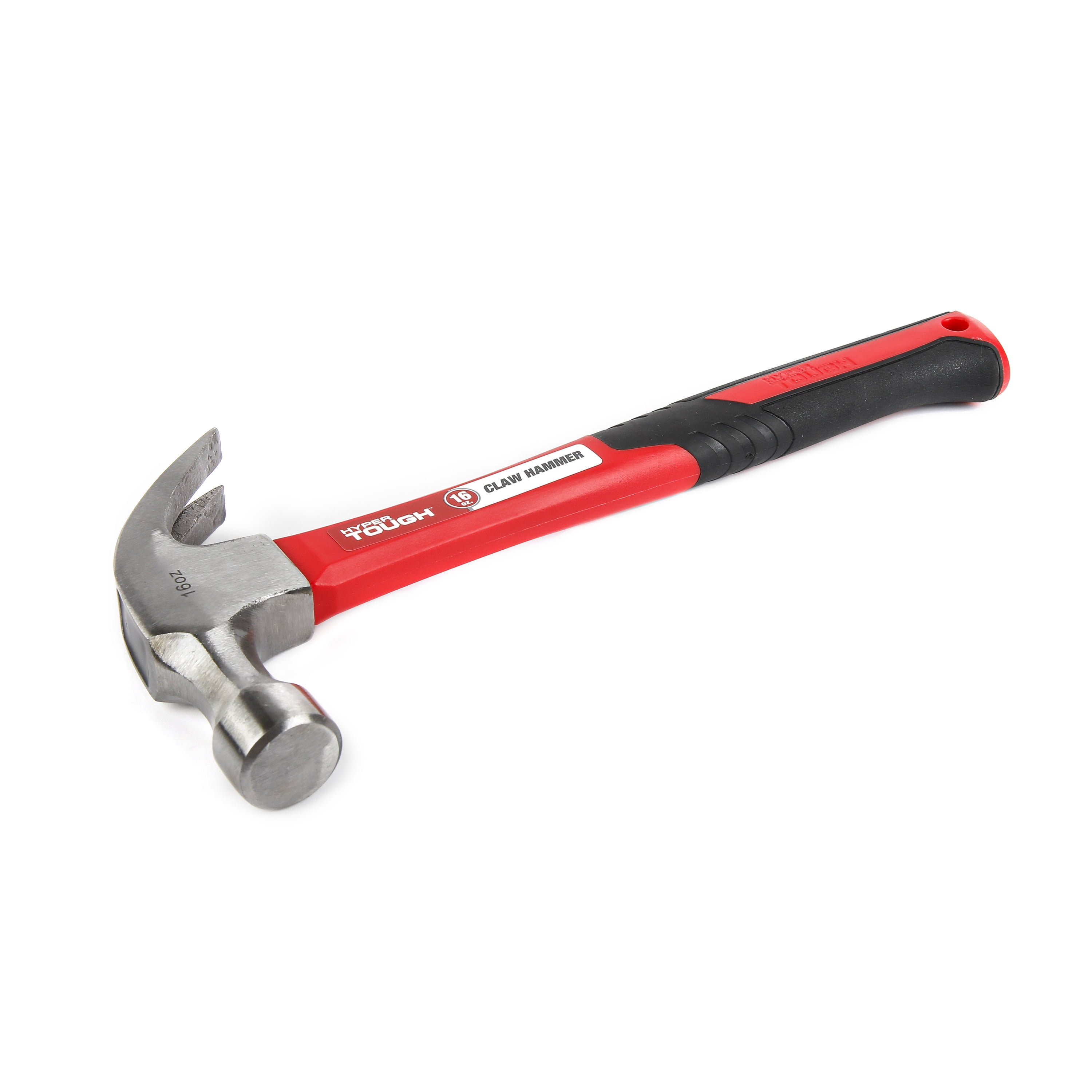 Hyper Tough 16-Ounce Claw Hammer with Fiberglass Handle 