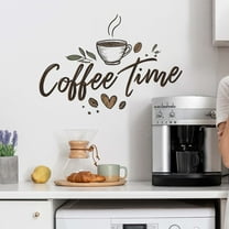 Wuztai Coffee Themed Wall Stickers with Cups Slogans 29x40cm, Removable Decals for Restaurant Cafe Home Kitchen Decor, Coffee Lover Gifts Wall Art