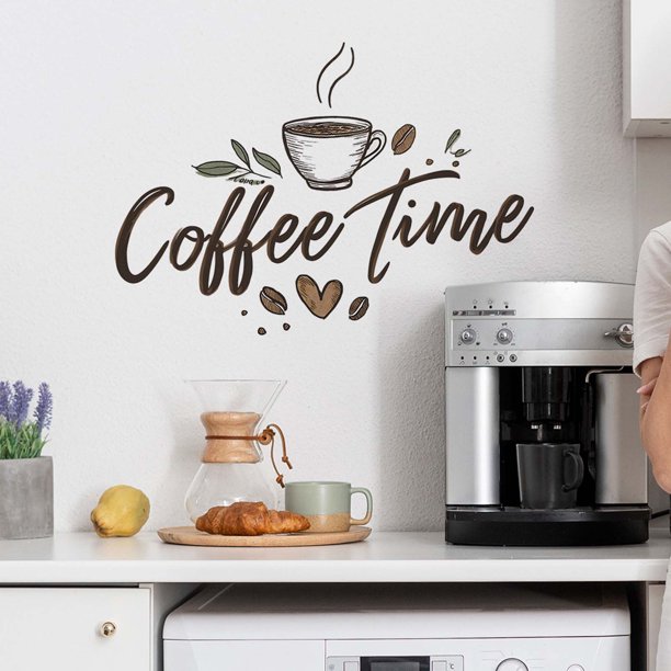 Pegatinas de Pared con Tazas de Café y Eslóganes Navideños para Restaurantes y Cafeterías | Tamaño: 29 X 40 Cm | Fácil Aplicación | Material Duradero | Ideal para Decoración Navideña
