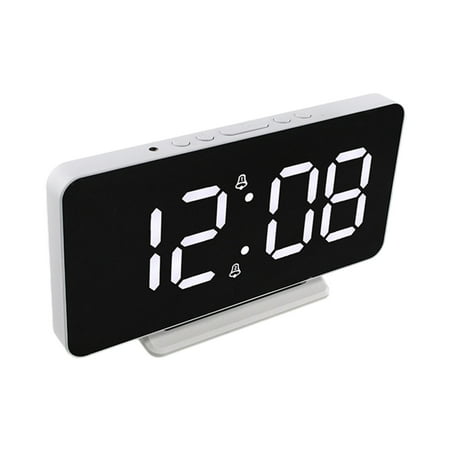 Alarm Clock Large LED Screen Shows Time Date Temperature Customizable Brightness Double Alarms Snooze