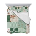 thumbnail image 7 of Boho Spring Floral King Size Down Alternative Comforter,Lightweight Comforter Quilt Bedding Set with Pillow Shams Retro Flowers Plants Patchwork Grid Green Bed Comforter Duvet Insert 96"x106", 7 of 7