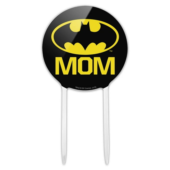 Acrylic Batman Bat Mom Shield Logo Cake Topper Party Decoration for Wedding Anniversary Birthday Graduation