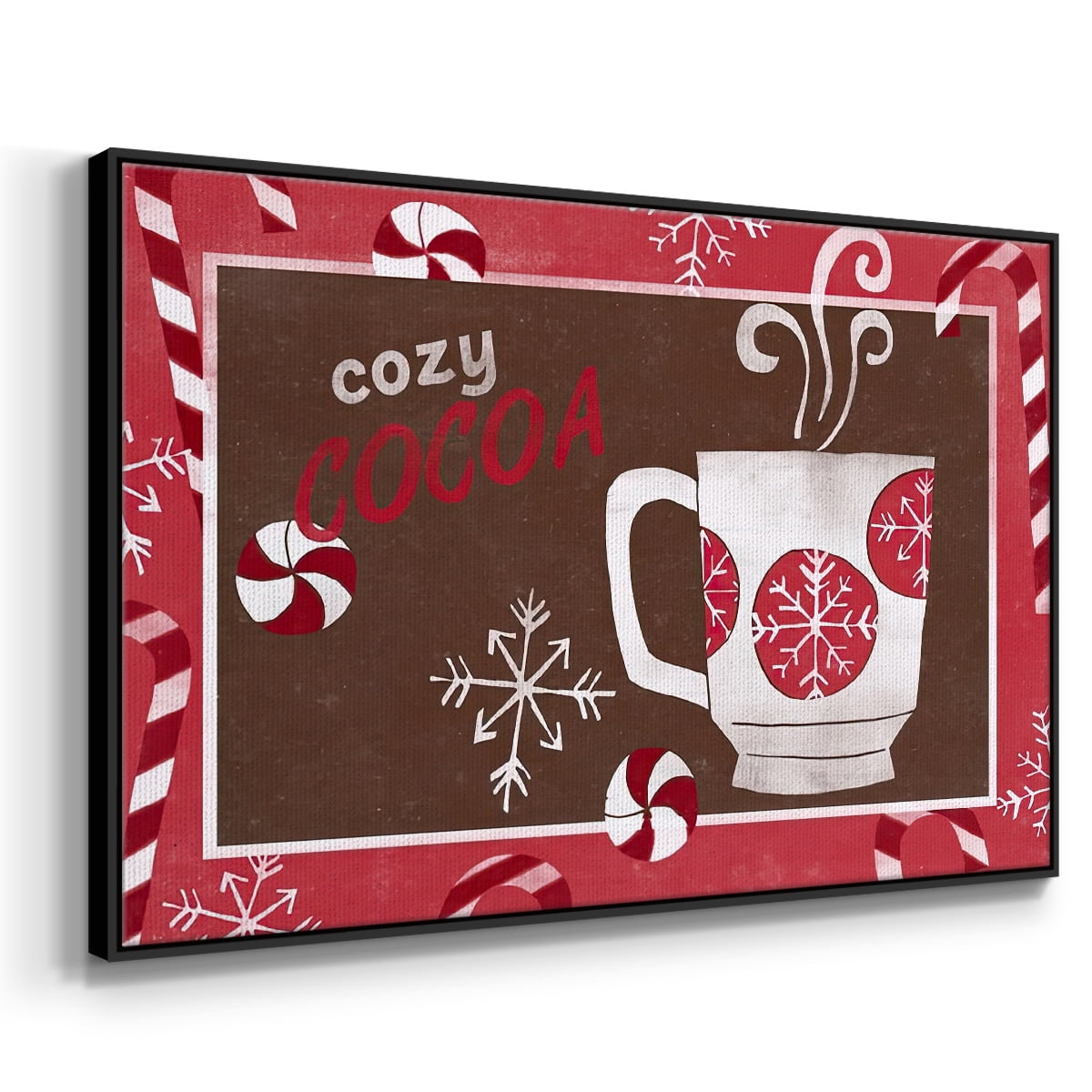 Cozy Cocoa Christmas Collection A - Framed Gallery Wrapped Holiday Canvas - 17 x 25 - Black Frame