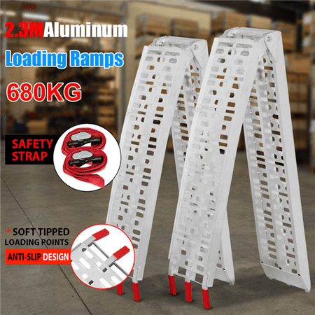 Yaheetech Pair 7.5' Aluminum Lawnmower ATV Motorcycle Truck Loading Ramp 1500lb Capacity
