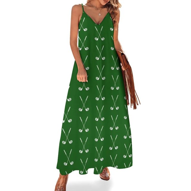 Vestido sin mangas con patrón de palos de golf cruzados Vestido de verano Ropa femenina