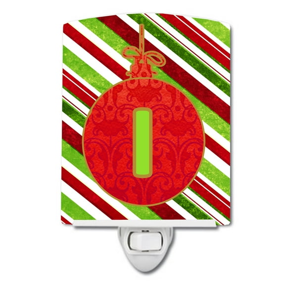 Caroline's Treasures CJ1039-ICNL Christmas Oranment Holiday Initial Letter I Ceramic Night Light, 6x4x3", multicolor