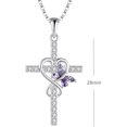 thumbnail image 2 of JO WISDOM Butterfly Cross Necklace 925 Sterling Silver Infinity Heart Cross Pendant Necklace for Women with 5A Cubic Zirconia February Birthstone Amethyst Color, 2 of 5