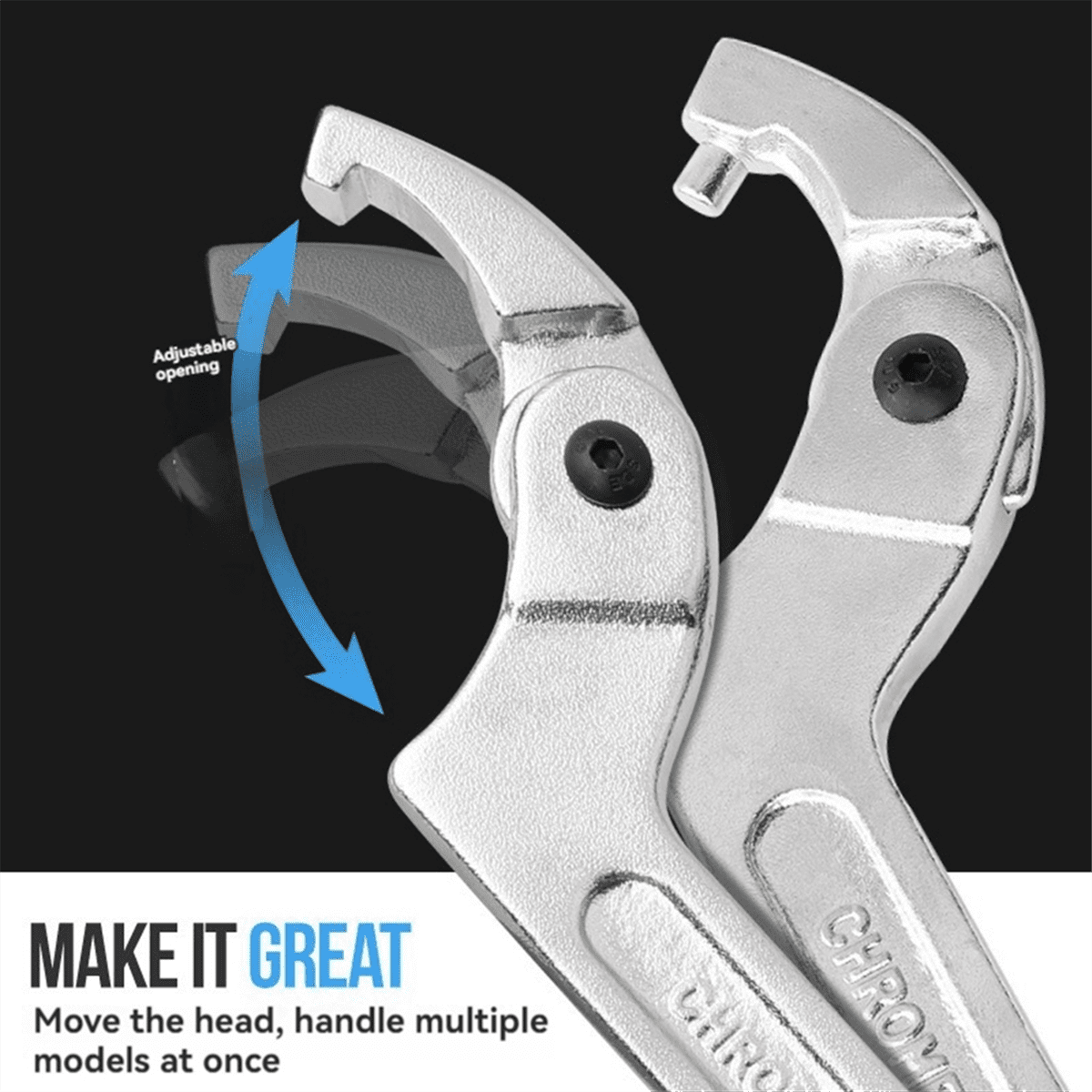 Crescent Wrench Set Adjustable C-Pin Wrench Hook Wrench for Tightening and Locking of Vehicle Mechanical Square Heads