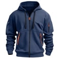 thumbnail image 7 of Mens Full Zip Hoodie Fleece Sweatshirt Contrast Zipper Pockets Casual Hooded Jacket, 7 of 7