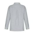 thumbnail image 5 of Long Sleeve Shirts for Women Button Cotton Linen Dress Shirt Tops Business Work Blouses Loose Casual V-Neck Tops Gray S, 5 of 8