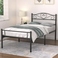 thumbnail image 2 of VECELO Twin Size Platform Bed Frame, Metal Bed Frame with Headboard and Footboard, No Box Spring Needed, Black, 2 of 7
