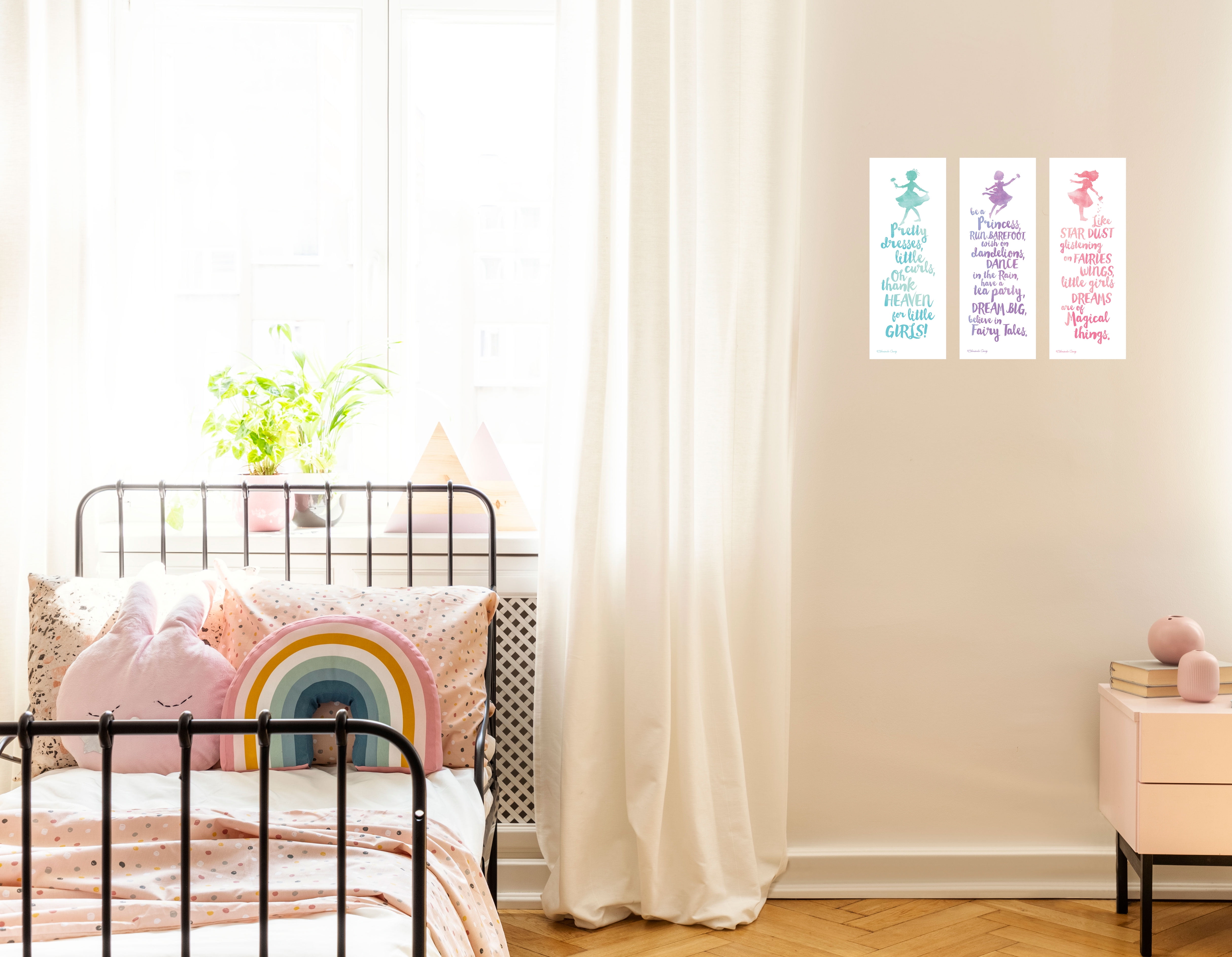 Gango Home Decor Inspirational Quote Girl S Room Or Nursery Wall Art Three Multi Color 8x18in Unframed Paper Prints Walmart Com