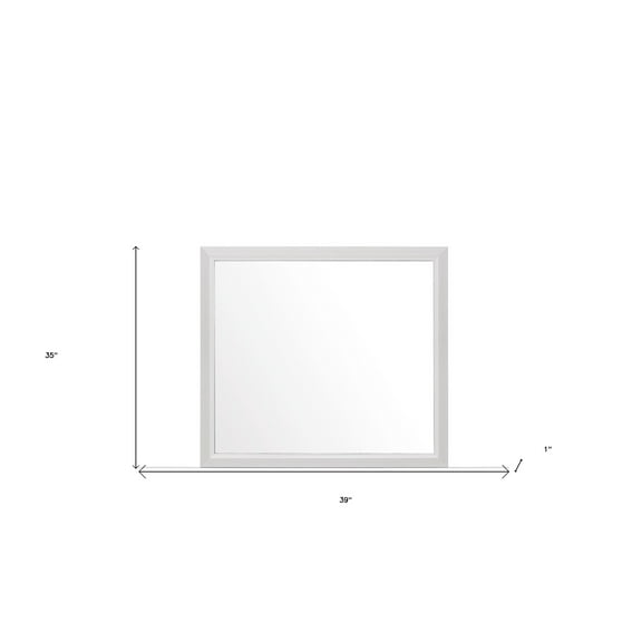 35" White Framed Dresser Mirror