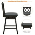 thumbnail image 6 of Gymax Set of 2 Barstools Swivel Counter Height Chairs w/Rubber Wood Legs Black, 6 of 10