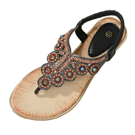 

Sandals Women Comfortable Cute Shoes Wedge Strap Sandals Bohemian Sandals Round Toe Wedge Thong Sandals Shoes For Women Dressy