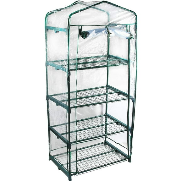 GENESIS 4 Tier Portable Rolling Greenhouse with Clear Cover