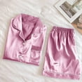 thumbnail image 3 of Awdenio Satin Pajamas Women's Fashion Short Sleeve Summer Sleepwear Soft Silk Button Down Loungewear Pjs Shorts Set S-XXL, 3 of 6