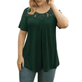 thumbnail image 2 of Traleubie Women's Plus Size Short Sleeve Shirts Lace Pleated Tunic Tops m-4x, 2 of 4