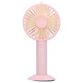 thumbnail image 2 of Ventilador eléctrico de mano, herramienta de enfriamiento recargable por USB ajustable de 4 aspas y 3 velocidades con base rosa, 2 of 5