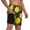 thumbnail image 3 of Goofa Geometric Pattern with Bee Printed Men's Swim Trunks Board Shorts Quick Dry Mens Swimming Trunks with Compression Liner,Breathable Fit Hawaii Beach Shorts-3X-Large, 3 of 9