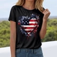 thumbnail image 2 of TOWED22 American Flag Patriotic T-Shirt Women 4th of July Gift Shirt USA Flag Stars Stripes Graphic Short Sleeve Casual Tops(Black,S), 2 of 6