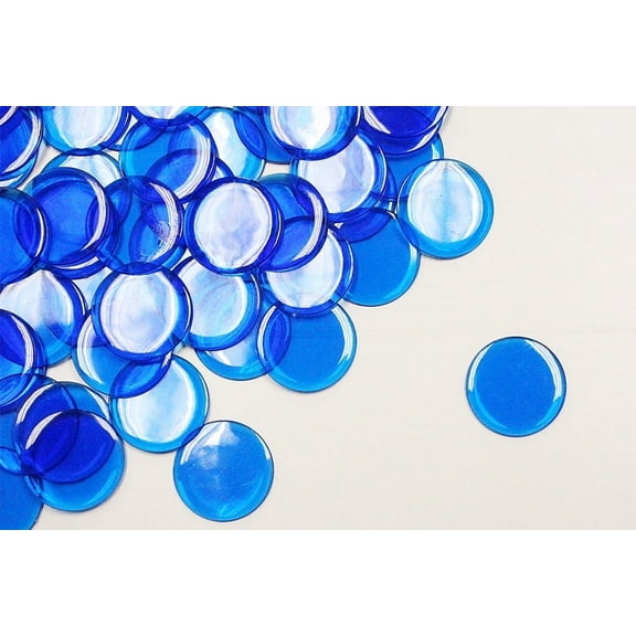 My Scratch Offs 0.75" Blue Translucent Plastic Scratcher Chips, Penny Size, 25 Count