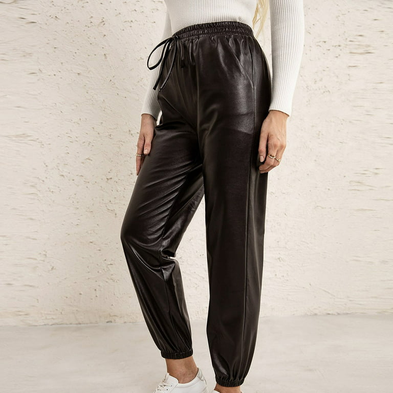 Ellos Women's Plus Size Skinny Leather Pants - 10, Black at