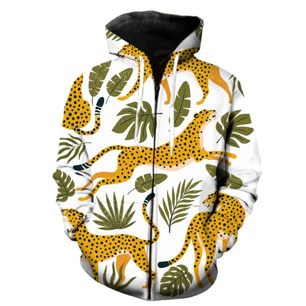 Sudadera con capucha y cremallera para hombre, diseño de leopardo y animales de pastizales, unisex, gran oferta de moda de primavera 2024, con estampado 3D, para adolescentes, estilo Harajuku y hip ho
