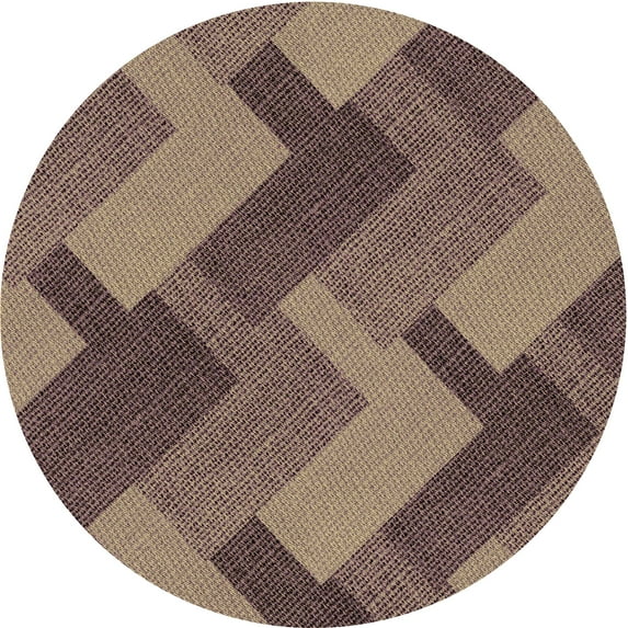 Ahgly Company Machine Washable Indoor Round Transitional Light Copper Gold Area Rugs, 4' Round