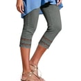 thumbnail image 2 of Cagogo Women Plus Size Capri Pants High Waisted Solid Casual Basic Capri Pants Leggings Party, Dark Gray 2XL, 2 of 9