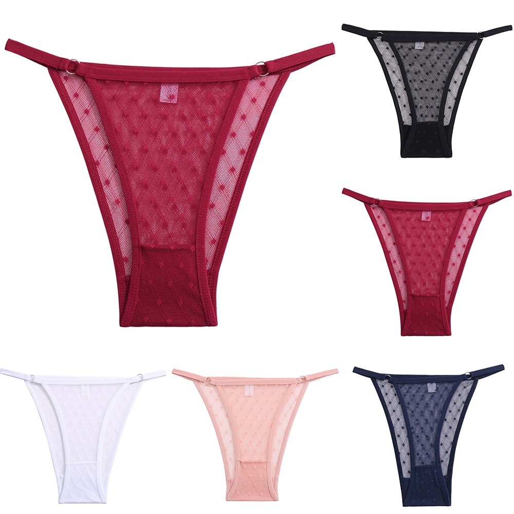 Yiwei Womens Sexy Panties Mesh Sheer See Through Thong Underwear G String Briefs Pink L
