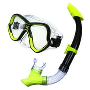 Dolfino Adult Open Mask and Snorkel Set, Black/Yellow, Unisex