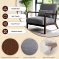 thumbnail image 3 of PAPROOS Mid Century Modern Accent Chair with Arms, Upholstered Reading Chair with Solid Rubberwood Frame, Lumbar Pillow and Thick Cushion for Living Room Bedroom, Dark Grey, 3 of 9