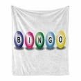 thumbnail image 1 of Bingo Soft Flannel Fleece Throw Blanket, 3D Style Bingo Balls with Different Colors Chance Luck Opportunity Theme, Cozy Plush for Indoor and Outdoor Use, 50" x 70", White and Multicolor, by Ambesonne, 1 of 6